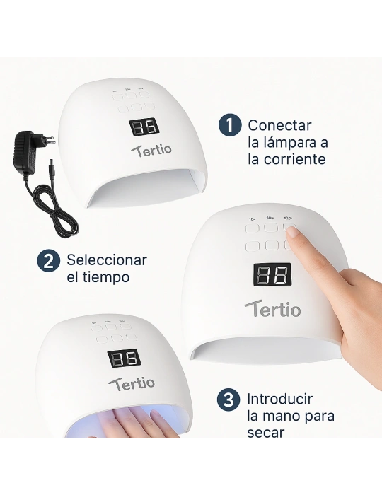 Lámpara UV/LED para Uñas T-A10 – 48W, 4 Temporizadores (10s/30s/60s/99s), Sensor Automático, Pantalla LED, Base Desmontable