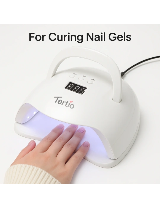 Lámpara LED/UV para Uñas 96W T-A8 – Pantalla Digital , Temporizador 10s/30s/60s/99s, Asa Plegable, para Gel UV y Semipermanente