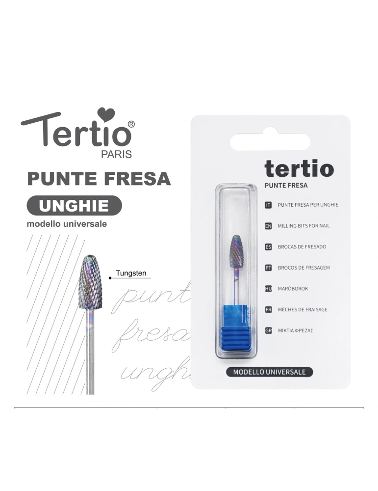 Tertio Punta Fresa de Tungsteno para Uñas – Modelo Universal